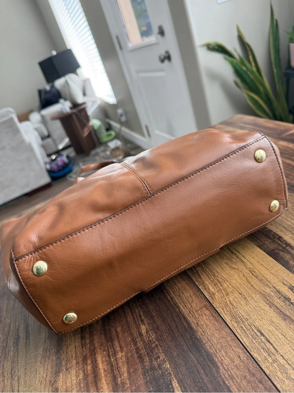 Coach Cognac Leather Tote with Gold Hardware EUC